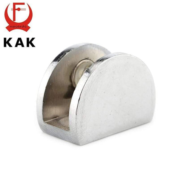 Planet Gates 200001782 Half Round Glass Clamps Plane Zinc Alloy Shelves Support Two Hole Corner Brackets Clips For 8mm Thick Furniture Hardware