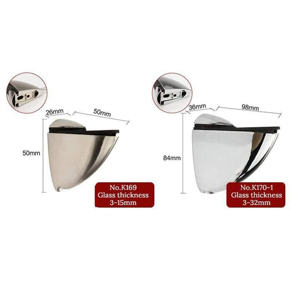 Planet Gates 200001782 Zinc Alloy Adjustable Glass Clamps Glass Plated Brackets Chrome Alloy Shelf Holder Support Clamp Holder For Glass Shelves