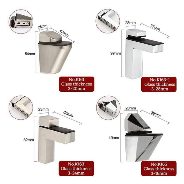 Planet Gates 200001782 Zinc Alloy Adjustable Glass Shelf Holder Glass Clamps Shelf Support Bracket Chrome Alloy Shelf Holder Glass Shelf Bracket
