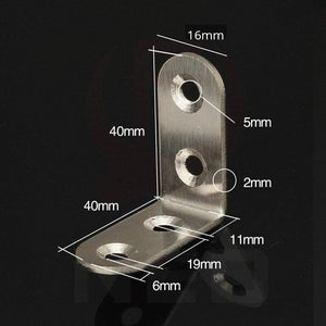 Planet Gates 200001783 40x40x16mm 10PCS Stainless Steel Angle Corner Brackets Fasteners Protector Seven Size Corner Stand Supporting Furniture Hardware