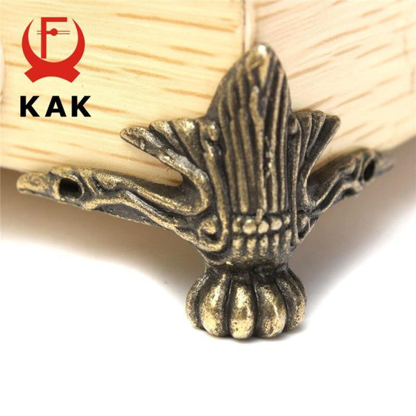 Planet Gates 200001783 4PCS KAK 40x30mm Antique Wood Box Feet Leg Corner Protector Triangle Rattan Carved Decorative Bracket For Furniture Hardware