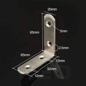 Planet Gates 200001783 65x65x20mm 10PCS Stainless Steel Angle Corner Brackets Fasteners Protector Seven Size Corner Stand Supporting Furniture Hardware