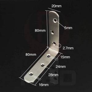 Planet Gates 200001783 80x80x20mm 10PCS Stainless Steel Angle Corner Brackets Fasteners Protector Seven Size Corner Stand Supporting Furniture Hardware