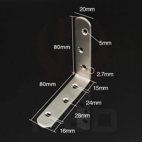 Planet Gates 200001783 80x80x20mm 10PCS Stainless Steel Angle Corner Brackets Fasteners Protector Seven Size Corner Stand Supporting Furniture Hardware