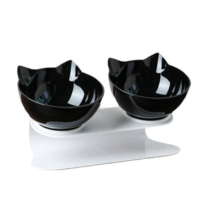 Planet Gates 200003694 double black Non-Slip Cat  Bowl Single & Double Bowl With Raised Stand Pet Food Bowls For Protection Cervical  Supprot Dropshipping