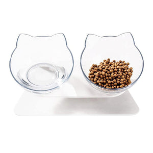 Planet Gates 200003694 double transparent Non-Slip Cat  Bowl Single & Double Bowl With Raised Stand Pet Food Bowls For Protection Cervical  Supprot Dropshipping