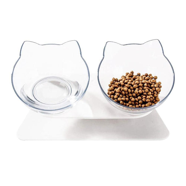 Planet Gates 200003694 double transparent Non-Slip Cat  Bowl Single & Double Bowl With Raised Stand Pet Food Bowls For Protection Cervical  Supprot Dropshipping