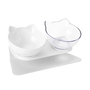 Planet Gates 200003694 white transparent Non-Slip Cat  Bowl Single & Double Bowl With Raised Stand Pet Food Bowls For Protection Cervical  Supprot Dropshipping