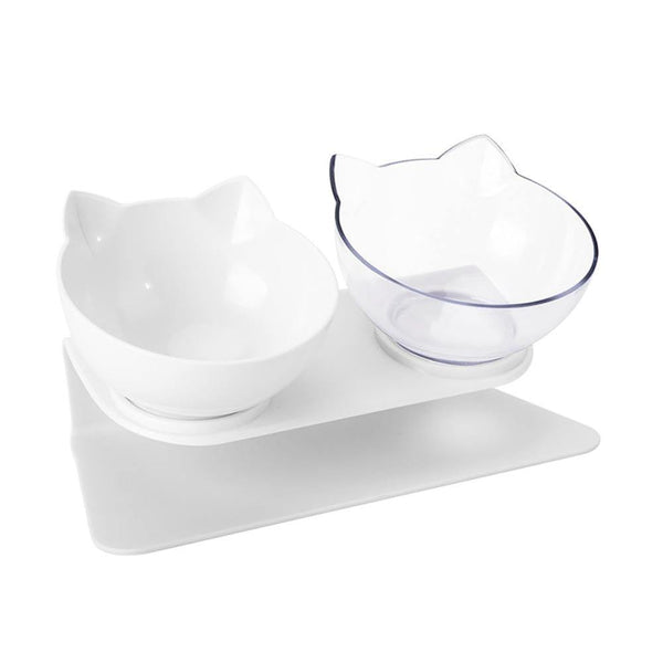 Planet Gates 200003694 white transparent Non-Slip Cat  Bowl Single & Double Bowl With Raised Stand Pet Food Bowls For Protection Cervical  Supprot Dropshipping