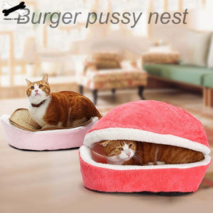 Planet Gates 200003700 Cat Bed Sleeping Bag Sofas Mat Hamburger Dog House Short Plush Small Pet Bed Warm Puppy Kennel Nest Cushion Pet Products