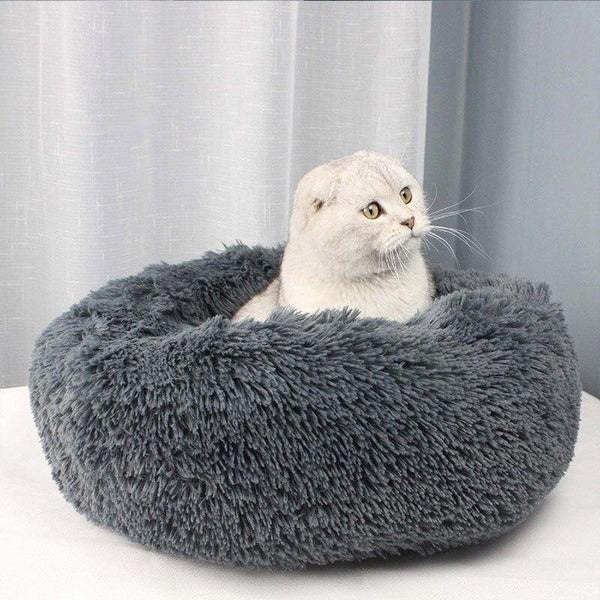 Planet Gates 200003700 Dark gray / 40cm Long Plush Cat Bed House Soft Pet Dog Bed Round Cats Nest Winter Warm Sleeping Cushion Puppy Mat Portable Cat Product 40 50 60cm