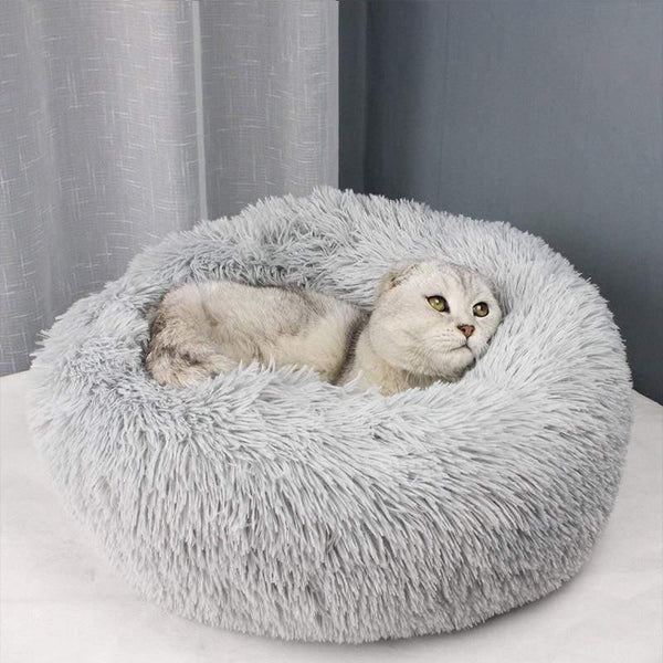 Planet Gates 200003700 Light gray / 40cm Long Plush Cat Bed House Soft Pet Dog Bed Round Cats Nest Winter Warm Sleeping Cushion Puppy Mat Portable Cat Product 40 50 60cm