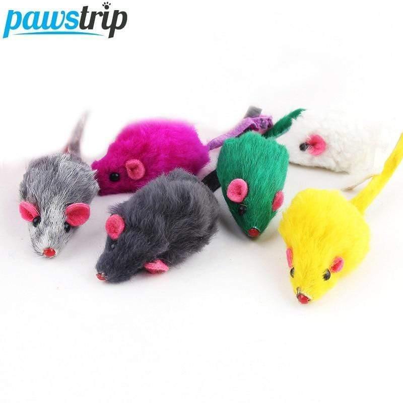 Planet Gates 200003701 10Pcs/lot Rabbit Fur False Mouse Pet Cat Toys Feather Rainbow Ball Toy Cayts Mini Funny Playing Toys For Cats Kitten 2inch