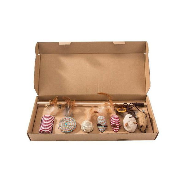 Planet Gates 200003701 1set Funny Stick Cat Toys Products For Interactive Funny Cat Paw Toy Fluffy With Long Rod Natural Feather Lovely Pet Products (Funny Cat Stick Set)