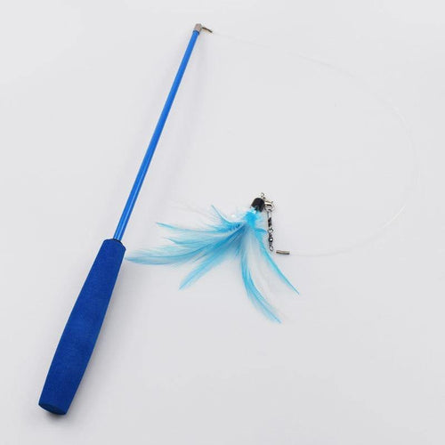 Planet Gates 200003701 Blue with refill Interactive Cat Feather Toy Feather Teaser Stick Wand Pet Retractable Feather Bell Refill Replacement Catcher Product For Kitten
