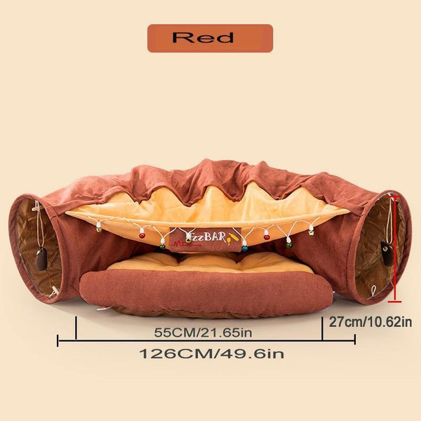 Planet Gates 200003701 Burgundy Pet Cats Tunnel Interactive Play Toy Mobile Collapsible Ferrets Rabbit Bed Tunnels Indoor Toys Kitten Exercising Products
