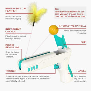 Planet Gates 200003701 Funny Interactive Cat Toy With Feather&Ball Original Cat Stick Gun For Kittens Puppies Small Dogs Pet Products For Dropshipping