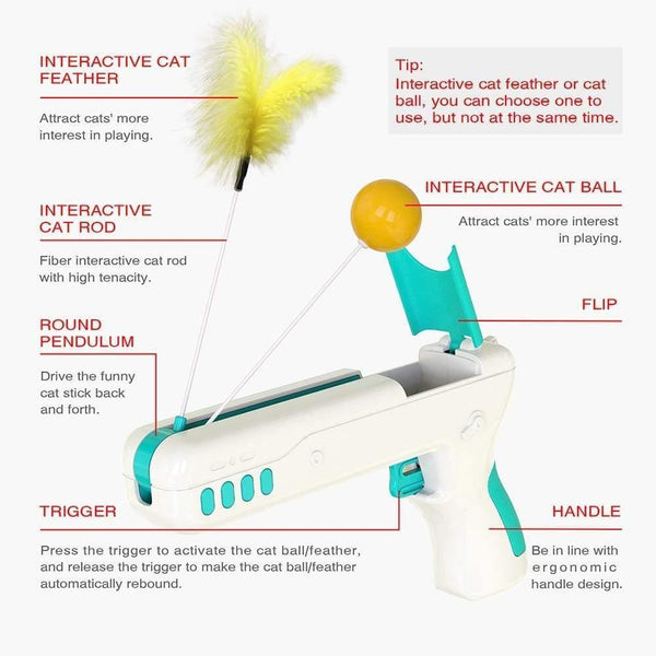 Planet Gates 200003701 Funny Interactive Cat Toy With Feather&Ball Original Cat Stick Gun For Kittens Puppies Small Dogs Pet Products For Dropshipping