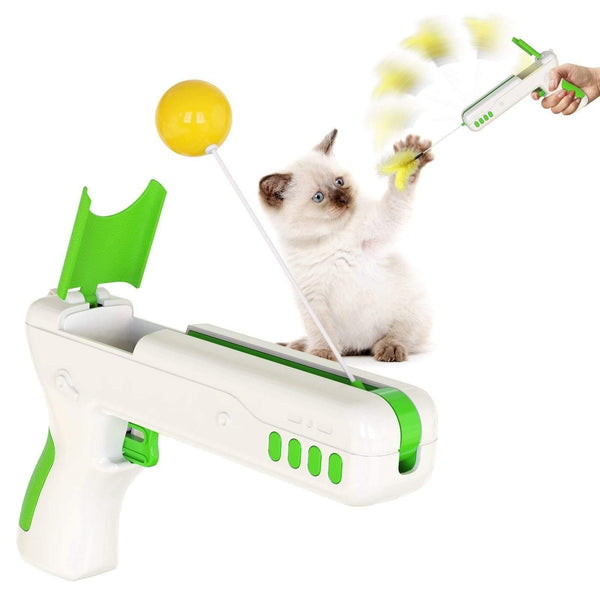 Planet Gates 200003701 Green Funny Interactive Cat Toy With Feather&Ball Original Cat Stick Gun For Kittens Puppies Small Dogs Pet Products For Dropshipping