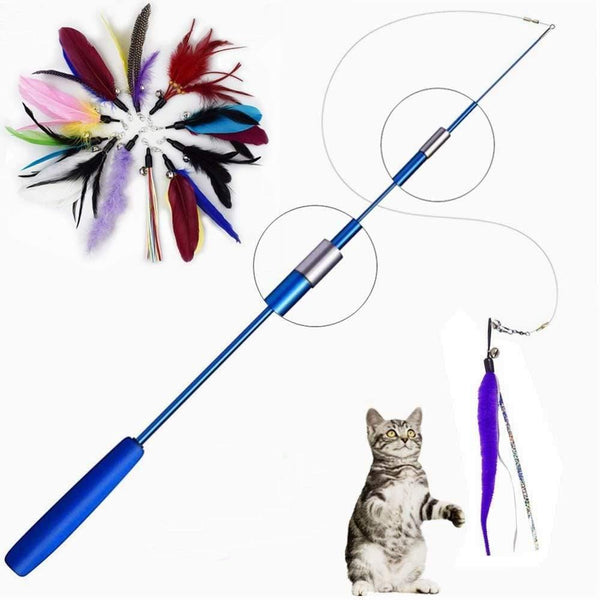 Planet Gates 200003701 Interactive Cat Feather Toy Feather Teaser Stick Wand Pet Retractable Feather Bell Refill Replacement Catcher Product For Kitten