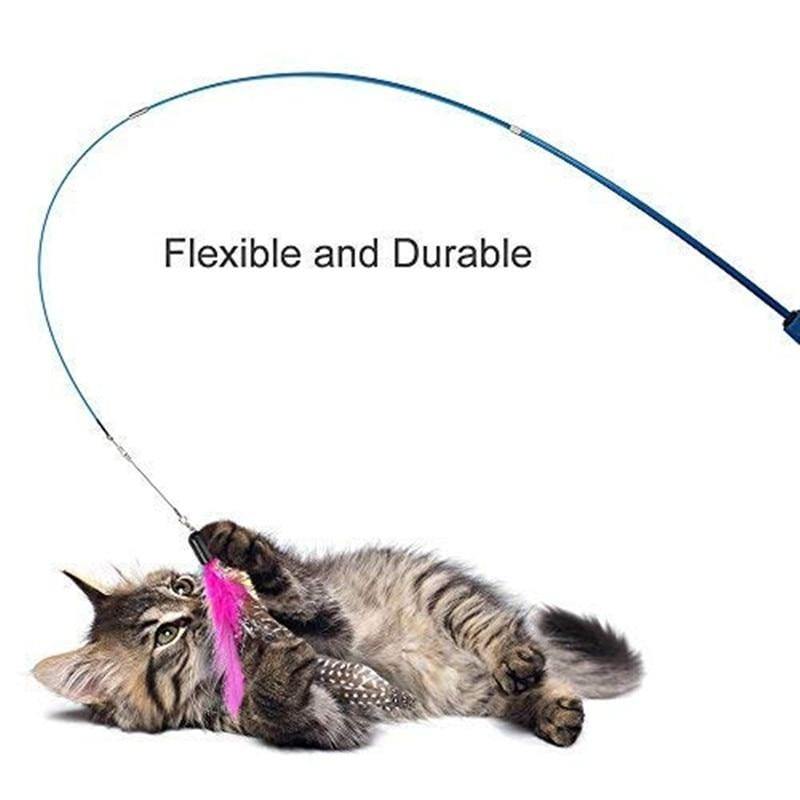 Planet Gates 200003701 Interactive Cat Feather Toy Feather Teaser Stick Wand Pet Retractable Feather Bell Refill Replacement Catcher Product For Kitten