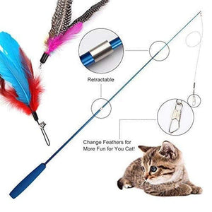 Planet Gates 200003701 Interactive Cat Feather Toy Feather Teaser Stick Wand Pet Retractable Feather Bell Refill Replacement Catcher Product For Kitten