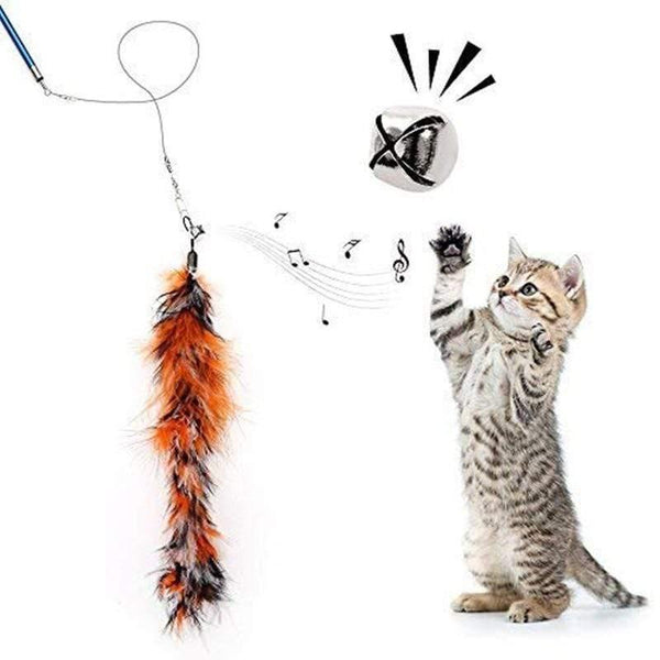 Planet Gates 200003701 Interactive Cat Feather Toy Feather Teaser Stick Wand Pet Retractable Feather Bell Refill Replacement Catcher Product For Kitten