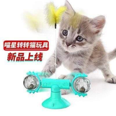 Planet Gates 200003701 Meow ball blue New Type Of Pet Toy Supplies Chunren Turn Cat Toy Turntable Tease Cat Stick Vent Balance Car Pet Exercise Intelligence Reaction