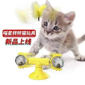 Planet Gates 200003701 Meow ball yellow New Type Of Pet Toy Supplies Chunren Turn Cat Toy Turntable Tease Cat Stick Vent Balance Car Pet Exercise Intelligence Reaction