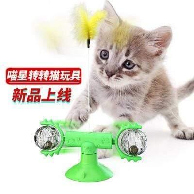 Planet Gates 200003701 Meow green New Type Of Pet Toy Supplies Chunren Turn Cat Toy Turntable Tease Cat Stick Vent Balance Car Pet Exercise Intelligence Reaction