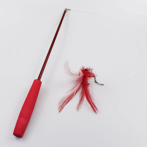 Planet Gates 200003701 Red with refill Interactive Cat Feather Toy Feather Teaser Stick Wand Pet Retractable Feather Bell Refill Replacement Catcher Product For Kitten