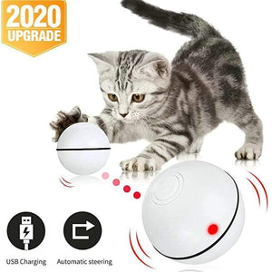 Smart Interactive Funny Cat Toy LED Light USB Charging Glow Sound Playing Chasing Hunting Game Pet 360 Degree Self Rotating Ball