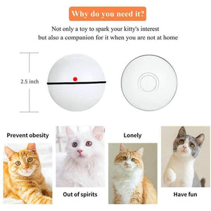Planet Gates 200003701 Smart Interactive Funny Cat Toy LED Light USB Charging Glow Sound Playing Chasing Hunting Game Pet 360 Degree Self Rotating Ball