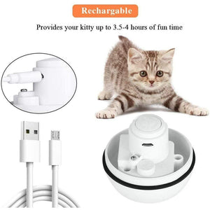Planet Gates 200003701 Smart Interactive Funny Cat Toy LED Light USB Charging Glow Sound Playing Chasing Hunting Game Pet 360 Degree Self Rotating Ball