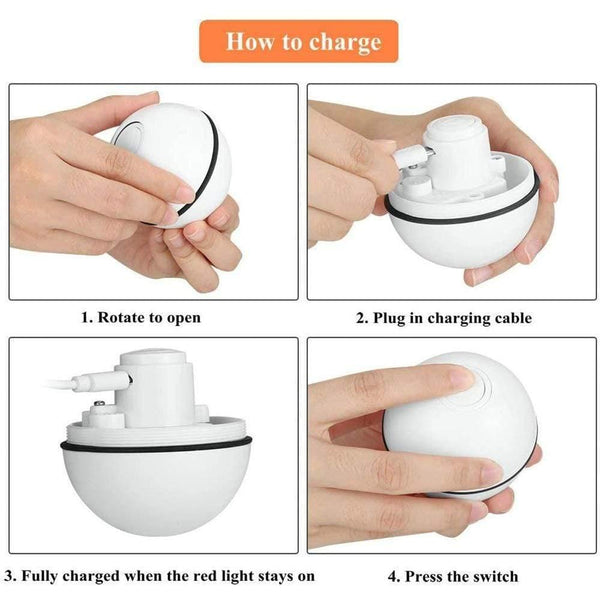 Planet Gates 200003701 Smart Interactive Funny Cat Toy LED Light USB Charging Glow Sound Playing Chasing Hunting Game Pet 360 Degree Self Rotating Ball