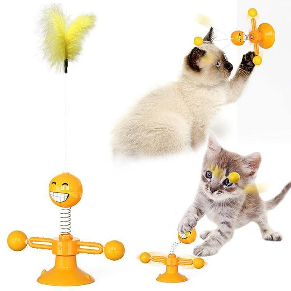 Planet Gates 200003701 Springman orange New Type Of Pet Toy Supplies Chunren Turn Cat Toy Turntable Tease Cat Stick Vent Balance Car Pet Exercise Intelligence Reaction