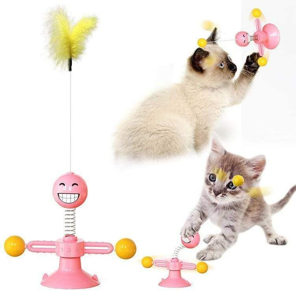 Planet Gates 200003701 Springman Pink New Type Of Pet Toy Supplies Chunren Turn Cat Toy Turntable Tease Cat Stick Vent Balance Car Pet Exercise Intelligence Reaction