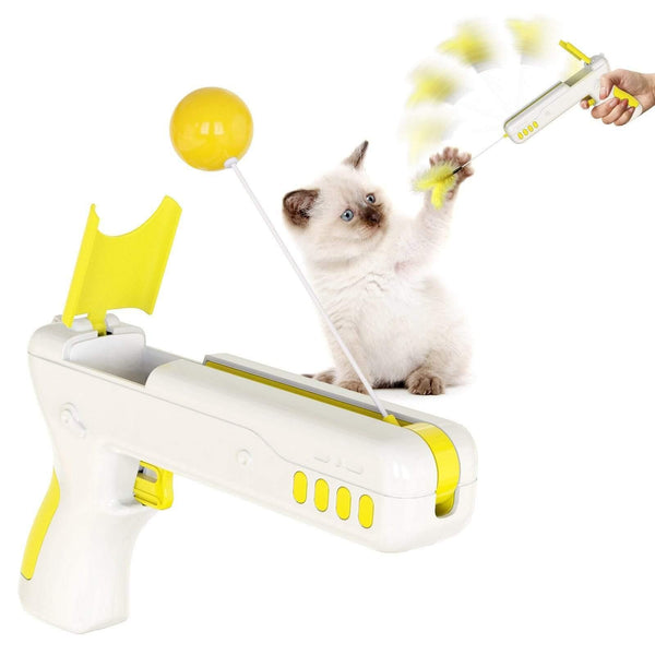Planet Gates 200003701 Yellow Funny Interactive Cat Toy With Feather&Ball Original Cat Stick Gun For Kittens Puppies Small Dogs Pet Products For Dropshipping