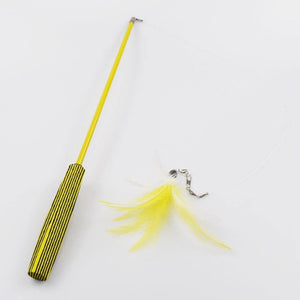 Planet Gates 200003701 Yellow with refill Interactive Cat Feather Toy Feather Teaser Stick Wand Pet Retractable Feather Bell Refill Replacement Catcher Product For Kitten
