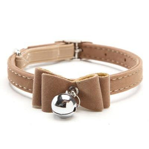 Planet Gates 200003709 Brown / S Safety Elastic  Bowtie With Bell Small Dog Cat Collar Safe Soft Velvet 6 Colors Pet Products Dog Collar Pet Supplier