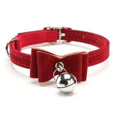 Planet Gates 200003709 Red / S Safety Elastic  Bowtie With Bell Small Dog Cat Collar Safe Soft Velvet 6 Colors Pet Products Dog Collar Pet Supplier
