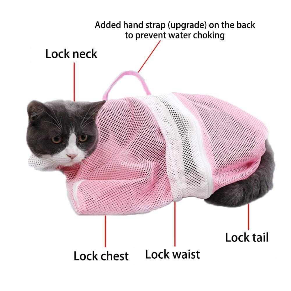Planet Gates 200003710 Detachable Cat Washing Bag Shower Mesh Safely Prevention Scratch And Bite Tough Tear Up Pet Bathing Bag Cat Beauty Products