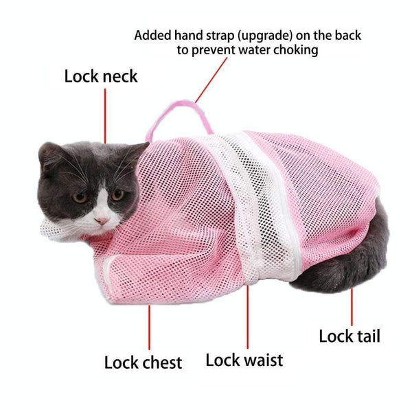 Planet Gates 200003710 Detachable Cat Washing Bag Shower Mesh Safely Prevention Scratch And Bite Tough Tear Up Pet Bathing Bag Cat Beauty Products