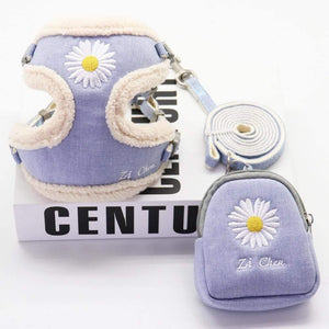 Planet Gates 200003720 Blue / S Soft Pet Dog Harnesses Vest No Pull Adjustable Keep Warm Embroidery Cat Harness Leash Set For Small Medium Dogs Outdoor Walking