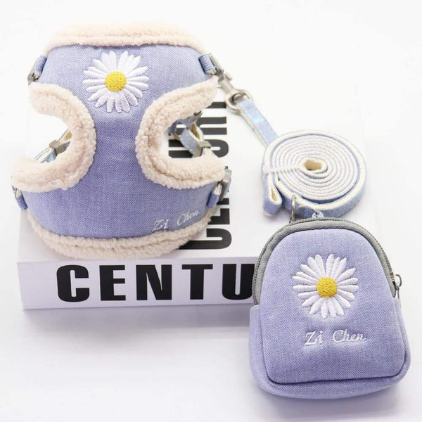 Planet Gates 200003720 Blue / S Soft Pet Dog Harnesses Vest No Pull Adjustable Keep Warm Embroidery Cat Harness Leash Set For Small Medium Dogs Outdoor Walking