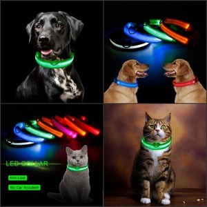 Planet Gates 200003720 Pet Collar LED Light Dog Collar Night Safety Anti-lost Car Accident Avoid Flash Pet Necklace Black Collar Cat And Dog Luminous