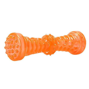 Planet Gates 200003723 Oragne M Large Dog Bone Rubber Pet Toy Sound Strong Bite-Resistant Pets Teethbrush Toys Train Teeth Clean Chewing Perros Accessories