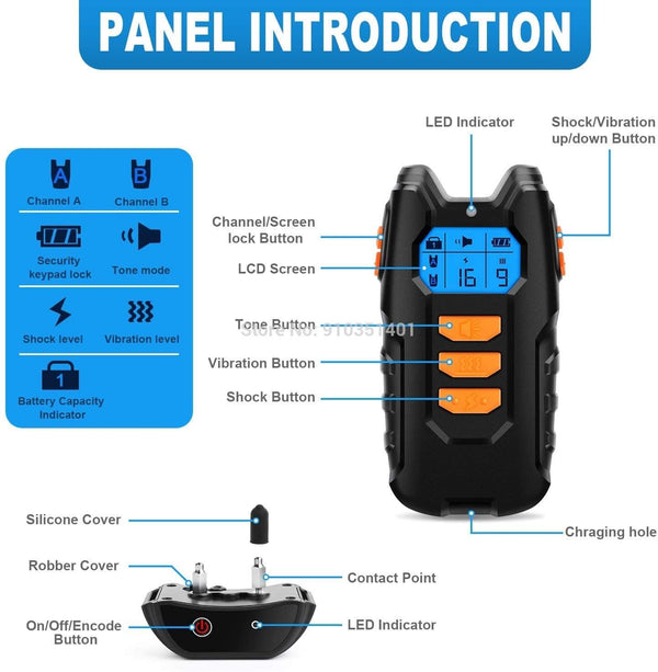Planet Gates 200003746 Dogreat Electric Dog Training Collar Shock Pet Remote Control Waterproof Rechargeable For All Size Vibration Bark Stop Collars