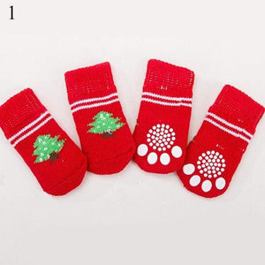 Planet Gates 200074142 1 / S 4pcs Warm Puppy Dog Socks Soft Pet Knits Socks Cute Cartoon Anti Slip Socks Warm Puppy Dog Shoes Small Medium Dogs Pet Product