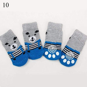 Planet Gates 200074142 10 / S 4pcs Warm Puppy Dog Socks Soft Pet Knits Socks Cute Cartoon Anti Slip Socks Warm Puppy Dog Shoes Small Medium Dogs Pet Product